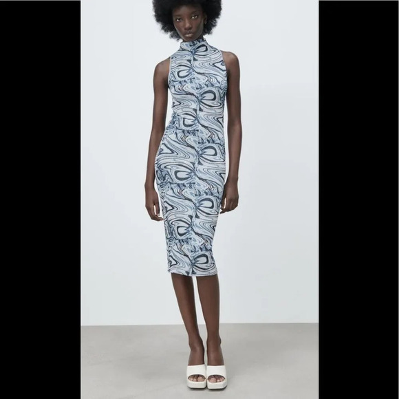 LAST CHANCE ZARA MARBLE PRINT KNIT DRESS - Picture 1 of 6